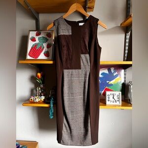 Calvin Klein Plaid Patchwork Sheath Dress Size 2